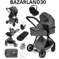 BAZARLAND30.kombinuota vežimėlis 3-in-1 automobilių kėdutė, lopšys, ultralengvas (apie 7 kg), lietaus apsauga, uodų tinklelis. PILKAS / SIDABRINIS