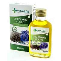 VITA LAB aliejus linų sėmenų 100% natūralus šalto spaudimo, 100 ml