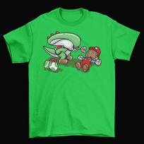 Yoshi Super Mario Broliai. Marškinėliai Vyriški Unisex Medvilniniai Suaugusiųjų Dydžio Xenomorphas Ateivis L