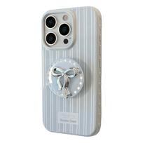 Silver Bow Stand Phone Case for iPhone 17 and iPhone 17 Pro Max iPhone 12