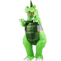 Juokingas žalias dinozauras pripučiamas kostiumas, suaugusiems 150-190cm žalia