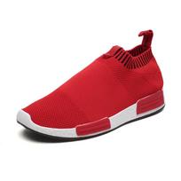 Fashion Men's Slip on Sock Sneakers Breathable Mens Shoes 38-47 Super Light Men Walking Shoes Men Sneakers Casual Shoes for Men 11 raudona