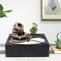 Tabletop Rock Water Fountain W/ LED Light,Indoor Waterfall Decor for Desk,Relaxing Zen Fountain,Decorative Stone Water Feature juoda