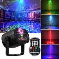 DJ diskotekos scenos vakarėlio lemputės, LED garsu aktyvuojamas lazerio šviesos RGB blykstės projektorius su nuotolinio valdymo pulteliu, skirtas kalėdinėms Helovino dekoracijoms karaoke