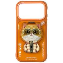 Nimmy Cool AND Cute 2.0 Cat iPhone 17 Pro Case with Magnetic Charm, Orange