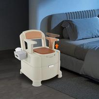 Nešiojama tualeto kėdė su jutikliniu naktiniu apšvietimu - Lovos šoninė komoda namams ir kelionėms - Automatinis PIR ir jautrus šviesai jutimas, 200 kg talpa