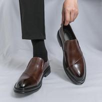 Fashion Classic Italian Style Pointed Business Leather Shoes Branded Men's Casual Leather Shoes Comfortable Non Slip Sole Driving Shoes 38 ruda