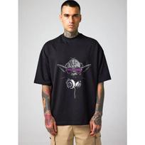 Balinti Marškinėliai Yoda su Saulės Akiniais ir Ausinėmis Spaudinys Atsitiktiniai Streetwear Vyrams ir Moterims S juoda
