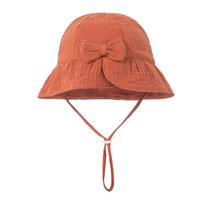 Baby Cotton Bowknot Bucket Hat Children Sunscreen Outdoor Caps Boy Girl Print Panama Hat Unisex Beach Fishing Hat For 3-12M white