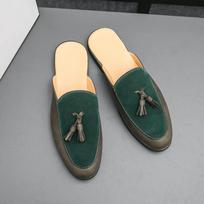Madingi juodi pus batai vyrams Mules Šlepetės Odiniai batai Vyrai Mada Sapato Social Masculino Mocassin Homme Chaussure Zapatillas 38