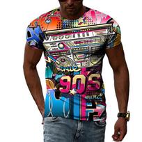 Retro 80-ųjų 90-ųjų stiliaus 3D spausdinimo marškinėliai vyrams, laisvalaikio trumpomis rankovėmis, didelio dydžio, hiphopo, gatvės, Harajuku viršutiniai drabužiai, vyriški drabužiai S