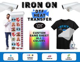 Custom Text Iron On T-Shirt Personalised DTF Heat Transfer Image Logo 2T1A0 S