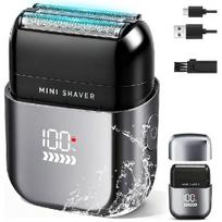 Elektrinės skustuvės vyrams, kišeninės skustuvės USB mini skustuvės, elektrinės folijos skustuvės su C tipo įkrovimu ir LED ekranu, IPX7 atsparumas vandeniui sidabras