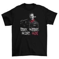 Negan The Walking Dead Marškinėliai Unisex Medvilniniai HBO Eeny Meeny Miny Moe Dydžiai Nauji XL