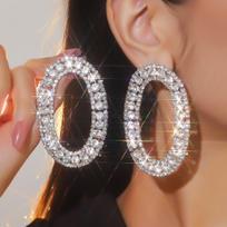 Luxurious rhinestone long fringed earrings