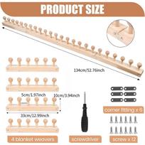 Wooden Loom Frame,Adjustable Size Hand Knitting Kit,Beginner-Friendly Yarn Craft For DIY Throw Blankets Chunky Knit Blanket Kit