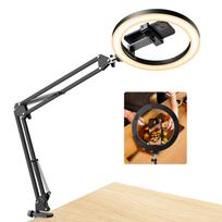 LED Selfie Ring Light Phone Stand With Folding Arm Circle Fill Light Dimmable Photography RingLight For Video YouTobe Streaming