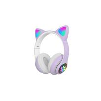 Žaismingos bevielės Bluetooth ausinės su LED ausytėmis - violetinės