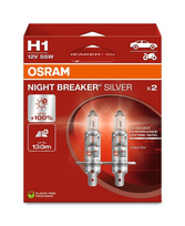 OSRAM LEMPUTĖS H1 55W 12V P14,5S +100% NIGHT BREAKER SILVER