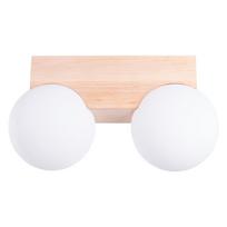 Baltos spalvos/natūralios spalvos iš medienos masyvo lubinis šviestuvas ø 12 cm su stiklo gaubtu Solum – Sollux
