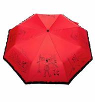 Moteriškas automatinis skėtis "Parisian woman", Parasol, raudonos/juodos spalvos
