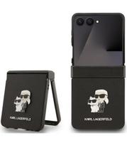 Juodas dėklas Samsung Galaxy Z Flip 7 telefonui "Karl Lagerfeld PU Saffiano Karl and Choupette Case"