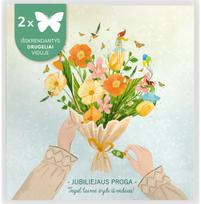Atvirukas-staigmena JUBILIEJAUS PUOKŠTĖ, 2 drugeliai, 23x23 cm