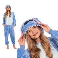 Moteriška Vientisa Pižama Kigurumi Onesie Stich Kostiumas Mėlynas 175-185 Cm Xl, XL