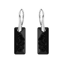 Sidabriniai auskarai moterims DiamondSky „Growing Crystal II (Jet)" su Swarovski kristalais