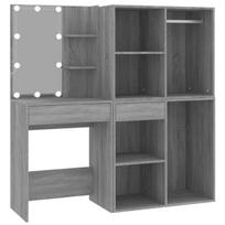 Kosmetinis staliukas，Makiažo stalas su LED/spintelėmis, pilkas ąžuolo, mediena CFE8525417