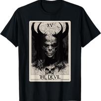 Occult Dark Art Horror Devil Tarot Card T-Shirt S juoda