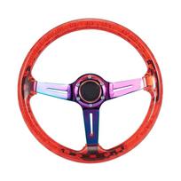 34 cm apvalus skaidrus ABS lenktyninio sportinio automobilio vairas su gilaus lydinio stipinais leidžia pasirinkti daugybę spalvų raudona