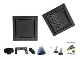 AQUA HEATING LINIJINIS DUŠO LATAKAS NUOTĖKIO GROTELĖS JUODAS BLACK 2in1 PLYTELIŲ KLIJAVIMUI ŽEMAS SIFONAS 54mm PO PLYTELE NERŪDIJANČIO PLENO