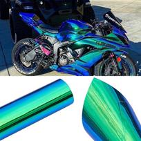 Holografinis vaivorykštės chromo žalias padengimas automobilių motociklų lipdukai vinilo apvyniojimo lipdukai lakštai, blizgūs spalvos pasikeitimai, NEištempiami 20x30cm