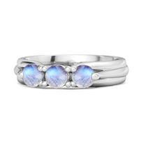 Three Stone Women Ring- 925 Sterling Silver 8.5 balto aukso spalvos