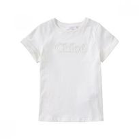 Chloe C20110 117 Logo Embroidery Kids Short Sleeve Tee C20110 117 (6A)