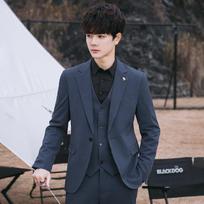 Slim-fit Korean Version Groom's High-end Casual Suit Men's Jacket S mėlyna
