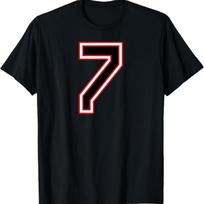 Number numero nummer 7 seven siete sette sept sieben T-Shirt S juoda