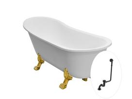 Vonia Besco Olaya 160, White+Gold, su sifonu su persipylimu Klik-klak Black