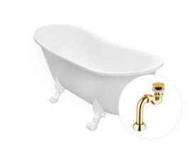 Vonia Besco Olaya 160, White+White, su sifonu Klik-klak Gold