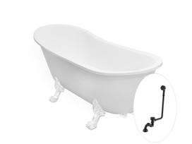 Vonia Besco Olaya 160, White+White, su sifonu su persipylimu Klik-klak Black