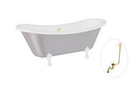 Vonia Besco Amelia Glam 190, Silver+White, su sifonu su persipylimu Klik-klak Gold