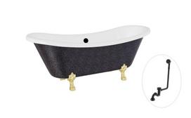 Vonia Besco Amelia Glam 190, Graphite+Gold, su sifonu su persipylimu Klik-klak Black