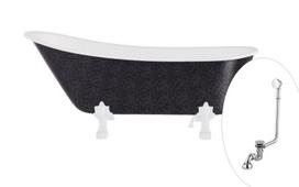 Vonia Besco Olaya Glam 160, Graphite+White, su sifonu su persipylimu Klik-klak Chrome