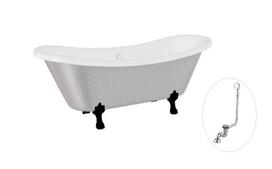 Vonia Besco Amelia Glam 190, Silver+Black, su sifonu su persipylimu Klik-klak Chrome