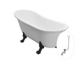 Vonia Besco Olaya 160, White+Black, su sifonu su persipylimu Klik-klak Chrome