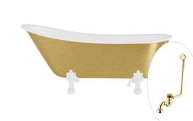Vonia Besco Olaya Glam 160, Gold+White, su sifonu su persipylimu Klik-klak Gold