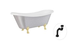 Vonia Besco Amelia Glam 190, Silver+Gold, su sifonu Klik-klak Black
