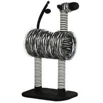 "PawHut" draskyklė katėms medis zebro dizaino laipiojimo tunelis džiuto stulpas juoda+balta 93cm