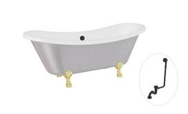 Vonia Besco Amelia Glam 190, Silver+Gold, su sifonu su persipylimu Klik-klak Black
